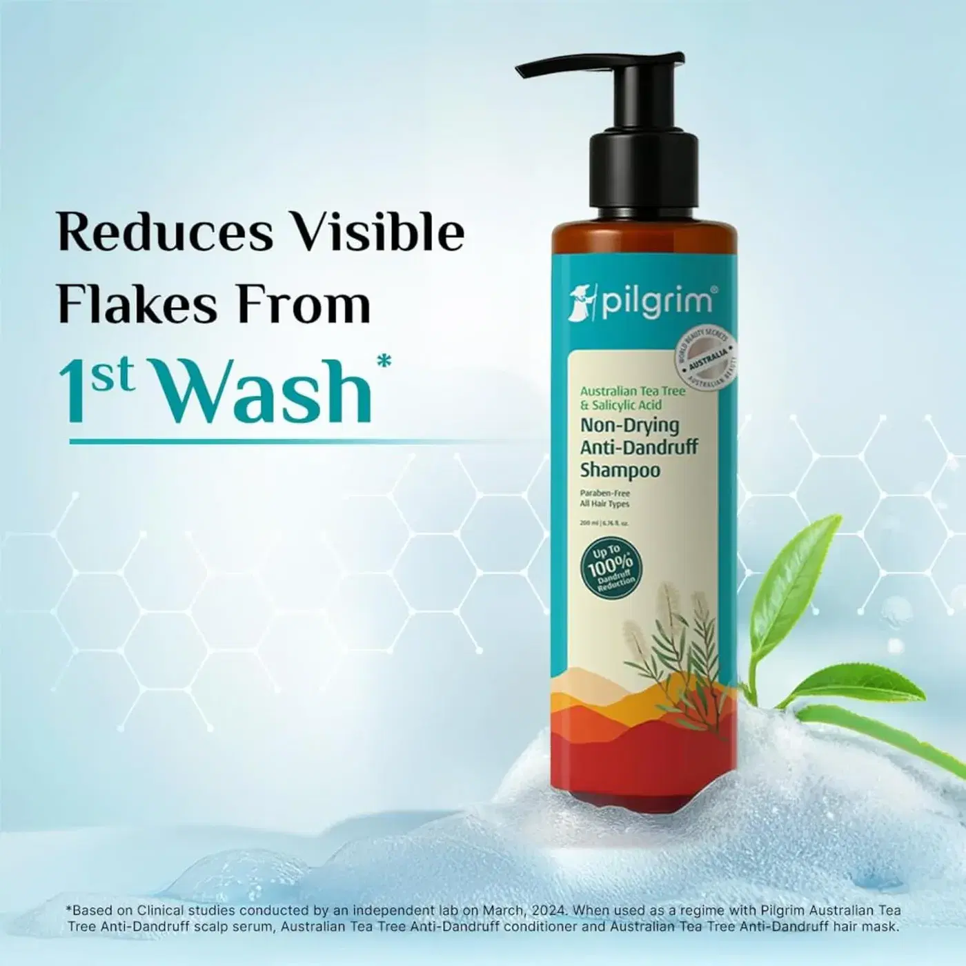 Pilgrim Australian Tea Tree Non-Drying Anti-Dandruff Shampoo | डैंड्रफ जड़ से हटाए | खुजली और जलन में मदद | मजबूत और स्मूद बाल | पुरुष और महिलाओं के लिए 5
