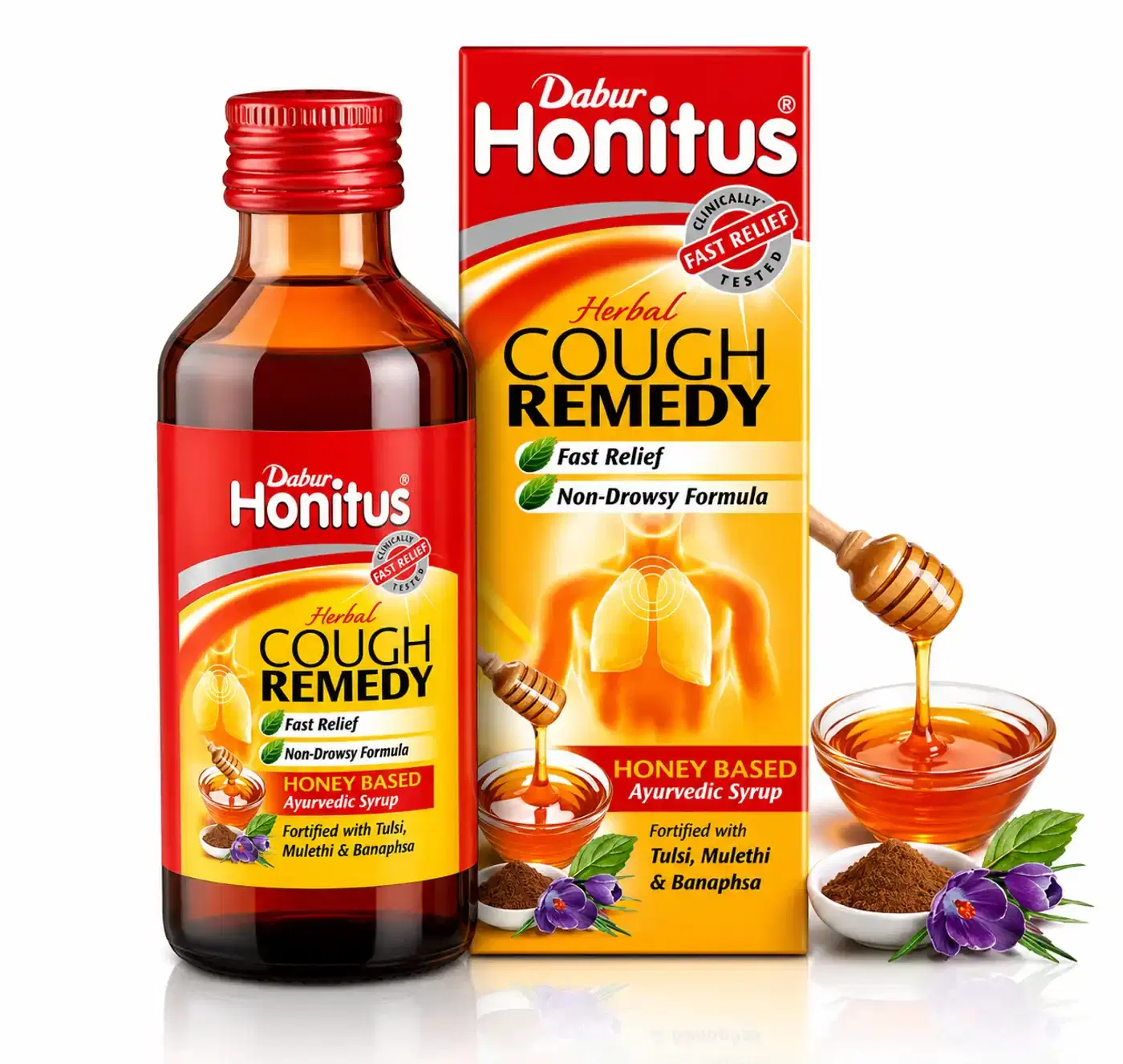 Dabur Honitus | Herbal Cough Remedy | Honey Based Ayurvedic Syrup | Fast Relief from Cough, Cold & Sore Throat