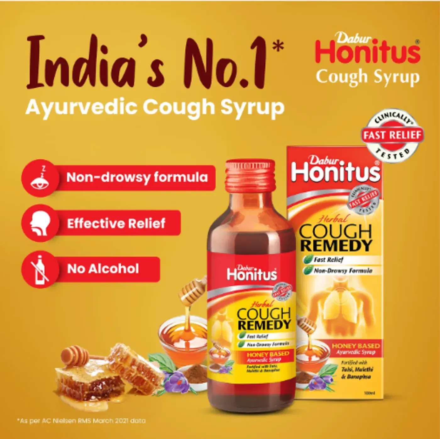 Dabur Honitus | Herbal Cough Remedy | Honey Based Ayurvedic Syrup | Fast Relief from Cough, Cold & Sore Throat 2