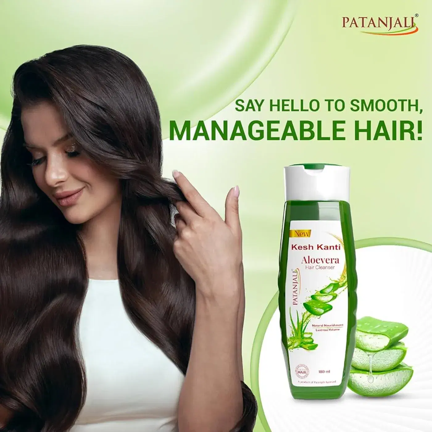 Patanjali Kesh Kanti Aloevera Hair Cleanser 180ML, प्राकृतिक पोषण देने वाला शैम्पू, स्वस्थ बालों के लिए हर्बल देखभाल, पुरुषों और महिलाओं के लिए स्कैल्प क्लीनज़र, सभी प्रकार के बालों के लिए 2