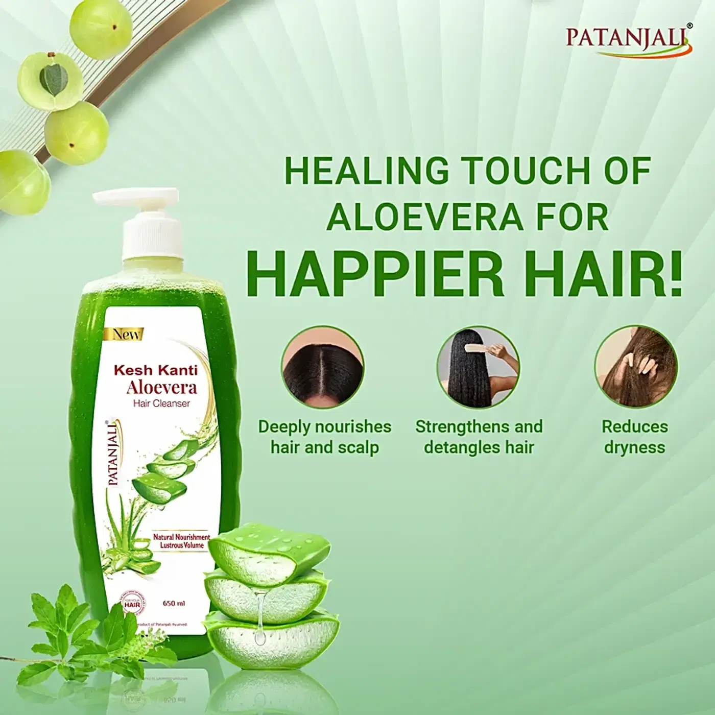 Patanjali Kesh Kanti Aloevera Hair Cleanser 180ML, प्राकृतिक पोषण देने वाला शैम्पू, स्वस्थ बालों के लिए हर्बल देखभाल, पुरुषों और महिलाओं के लिए स्कैल्प क्लीनज़र, सभी प्रकार के बालों के लिए 4