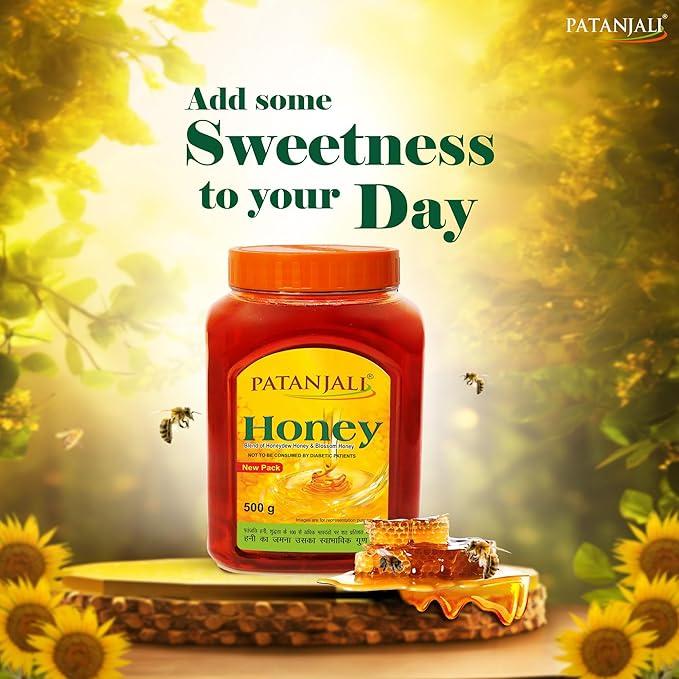 Patanjali Pure Honey for Energy, Immunity & Natural Sweetener Patanjali Pure Honey 100% Natural Ayurvedic Sweetener