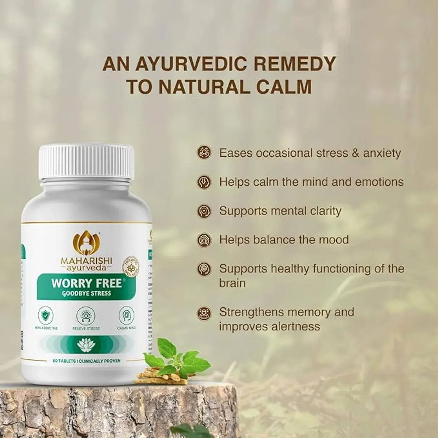 Maharishi Ayurveda Worry Free Tablets | Supports Emotional Balance 3 महर्षि आयुर्वेद अश्वगंधा वरी फ्री आयुर्वेदिक टैबलेट्स, मन और शरीर को शांत और आरामदायक रखने में मदद करें, नशे की लत नहीं, महारिषि आयुर्वेद द्वारा 3
