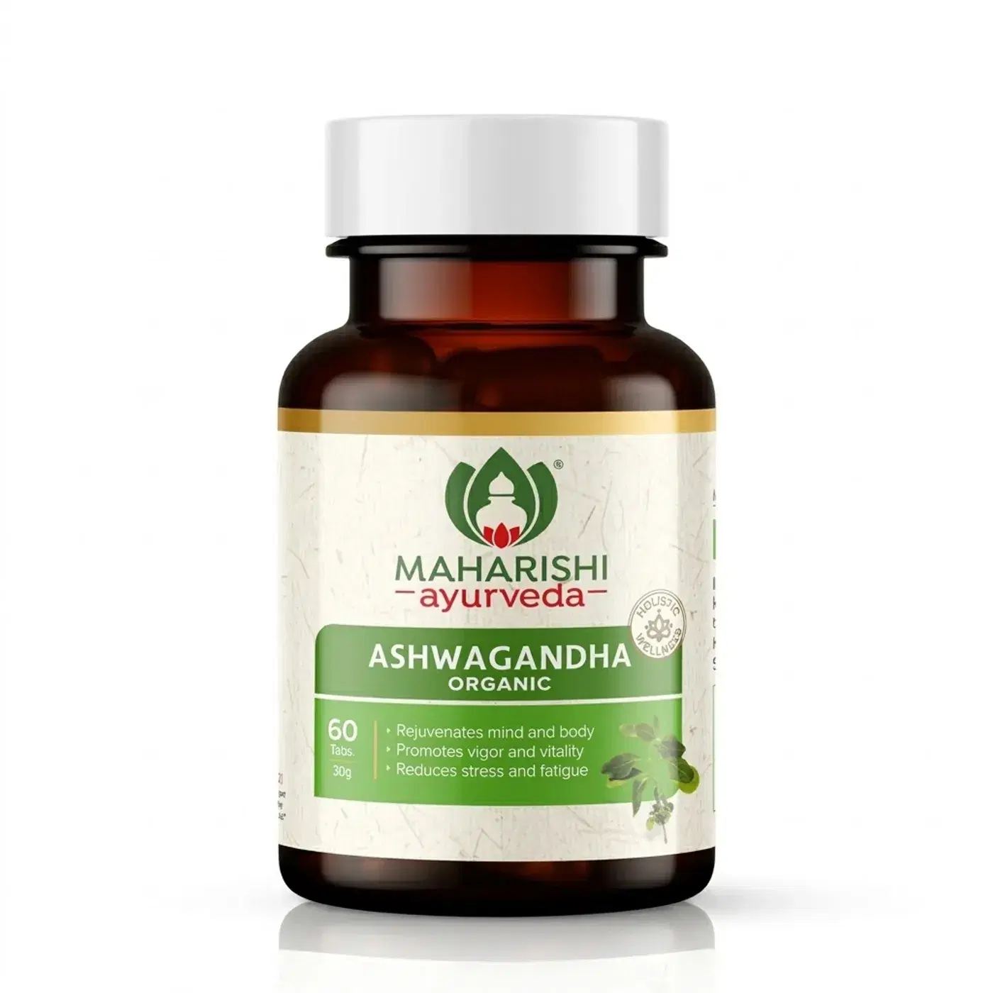 Maharishi Ayurveda Organic Ashwagandha | Supports Stress Relief महर्षी आयुर्वेद ऑर्गेनिक अश्वगंधा | 100% ऑर्गेनिक | सामान्य आरोग्य गोळ्या | मन आणि शरीराला पुनरुज्जीवित करते | शुद्ध औषधी वनस्पतींपासून बनवलेले