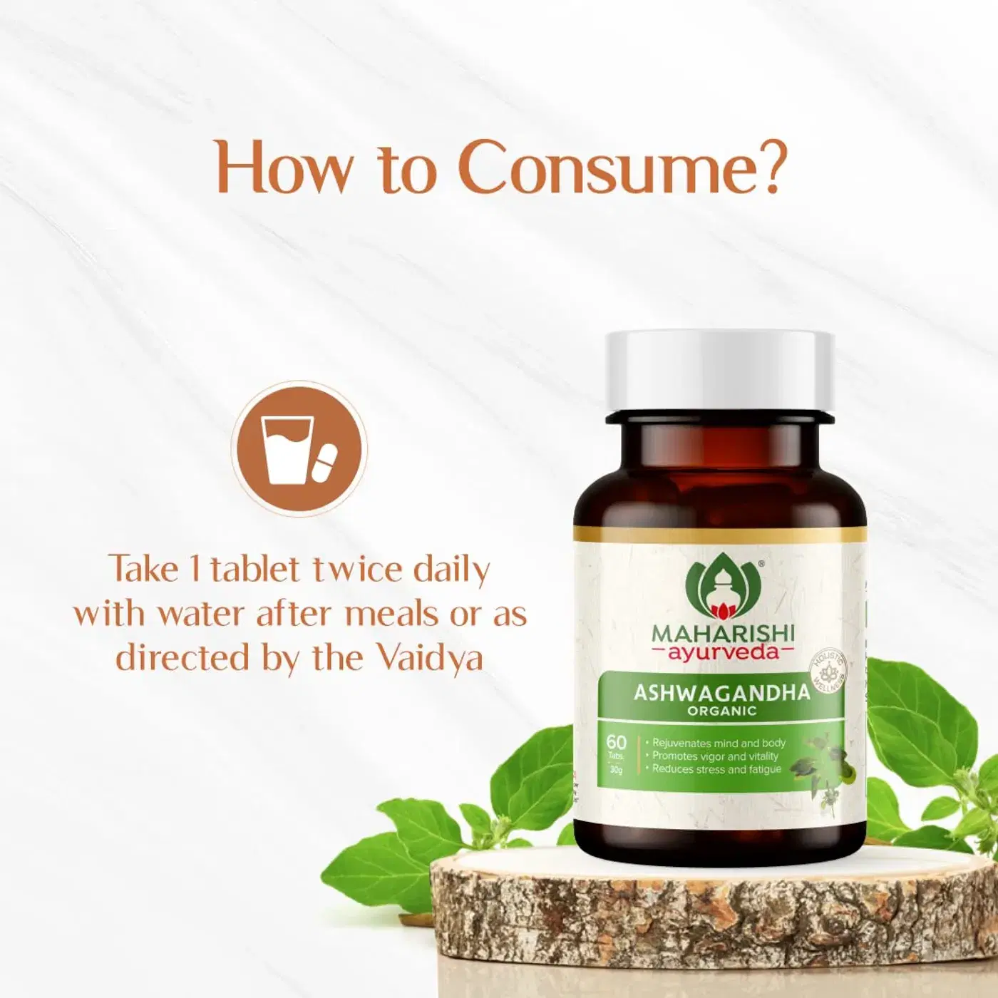 Maharishi Ayurveda Organic Ashwagandha | Supports Stress Relief 3 महर्षी आयुर्वेद ऑर्गेनिक अश्वगंधा | 100% ऑर्गेनिक | सामान्य आरोग्य गोळ्या | मन आणि शरीराला पुनरुज्जीवित करते | शुद्ध औषधी वनस्पतींपासून बनवलेले 3