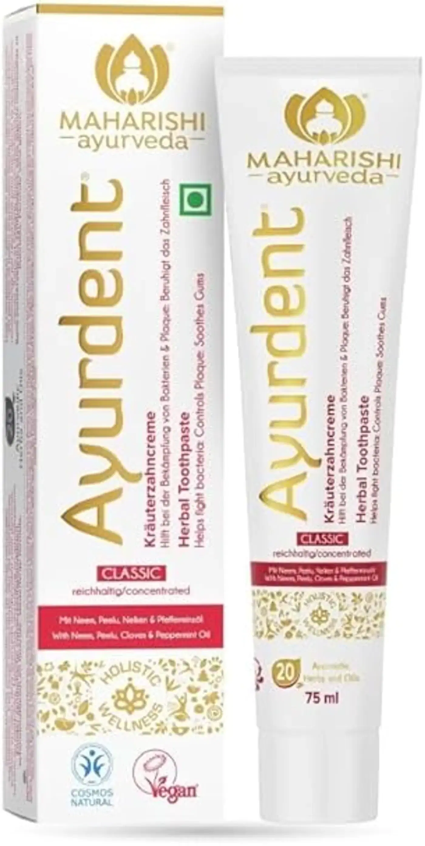 Ayurveda Ayurdent Classic Toothpaste | Complete Oral Care आयुर्वेद आयुर्देंट क्लासिक टूथपेस्ट|अनूठा लार संतुलन फ़ॉर्मूला|दांत दर्द, मसूड़ों से खून आना, संवेदनशीलता, कैविटी, प्लाक और बदबू के लिए