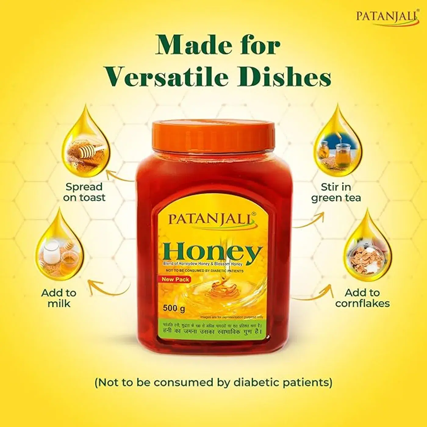 Patanjali Pure Honey for Energy, Immunity & Natural Sweetener 5 Patanjali Pure Honey 100% Natural Ayurvedic Sweetener 5