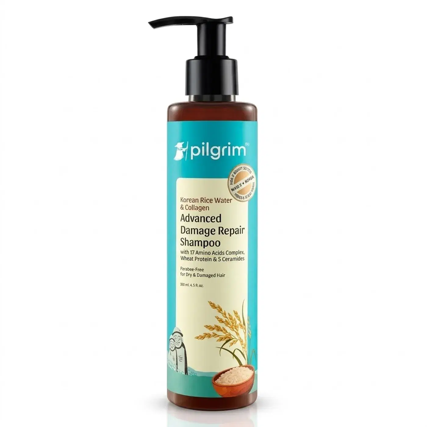 Pilgrim Korean Rice Water & Collagen Shampoo – Repair Dry Hair Pilgrim Korean Rice Water & Collagen Advanced Damage Repair Shampoo| with 17 Amino Acids, Wheat Protein & 5 Ceramides | Paraben-Free | For Dry & Damaged Hair | For Women and Men