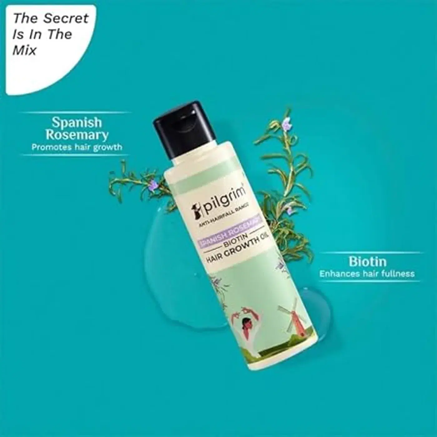Pilgrim Rosemary & Biotin Hair Oil – Hair Fall Control 9 Pilgrim Spanish Rosemary & Biotin HairGrowth Oil વાળ પડવું ઓછું કરવા અને વાળ મજબૂત બનાવવા માટે | Rosemary essential oil વાળ વૃદ્ધિ માટે | Hairfall ઘટાડે | વાળ મજબૂત કરે | મહિલાઓ અને પુરુષો માટે 9