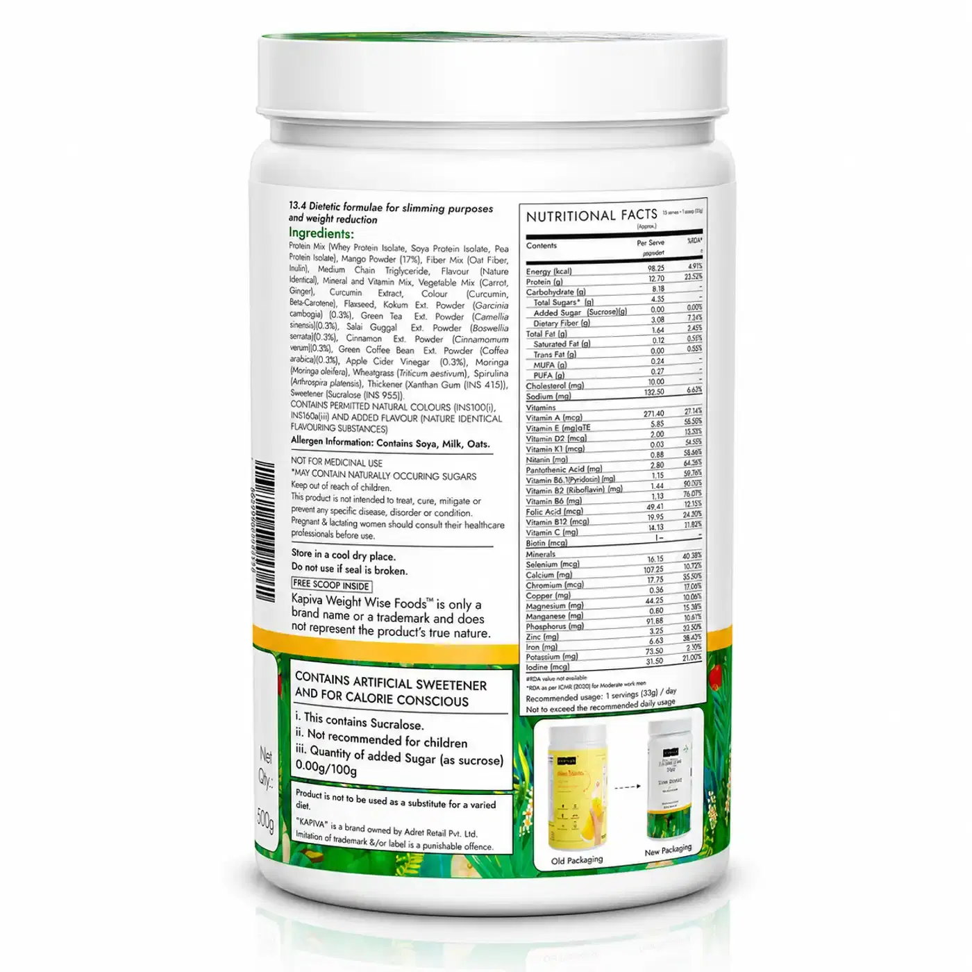 Kapiva Mango Slim Shake for Weight Management 8 Kapiva Mango Slim Shake -Meal Replacement Drink Powered With 6 Ayurvedic Herbs and 12 Superfoods - Helps in Weight Management 500 Grams 8