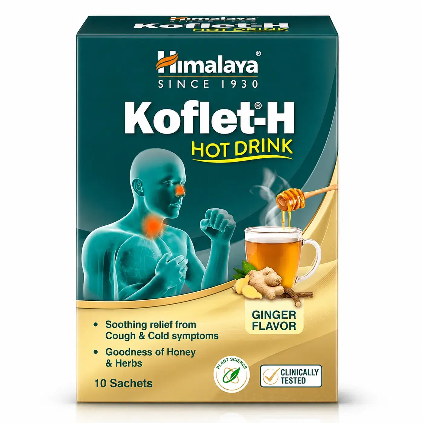 Himalaya Koflet-H Hot Drink Cough & Cold Remedy Non-Drowsy Sachet 3.5gm Each - Ginger Flavor