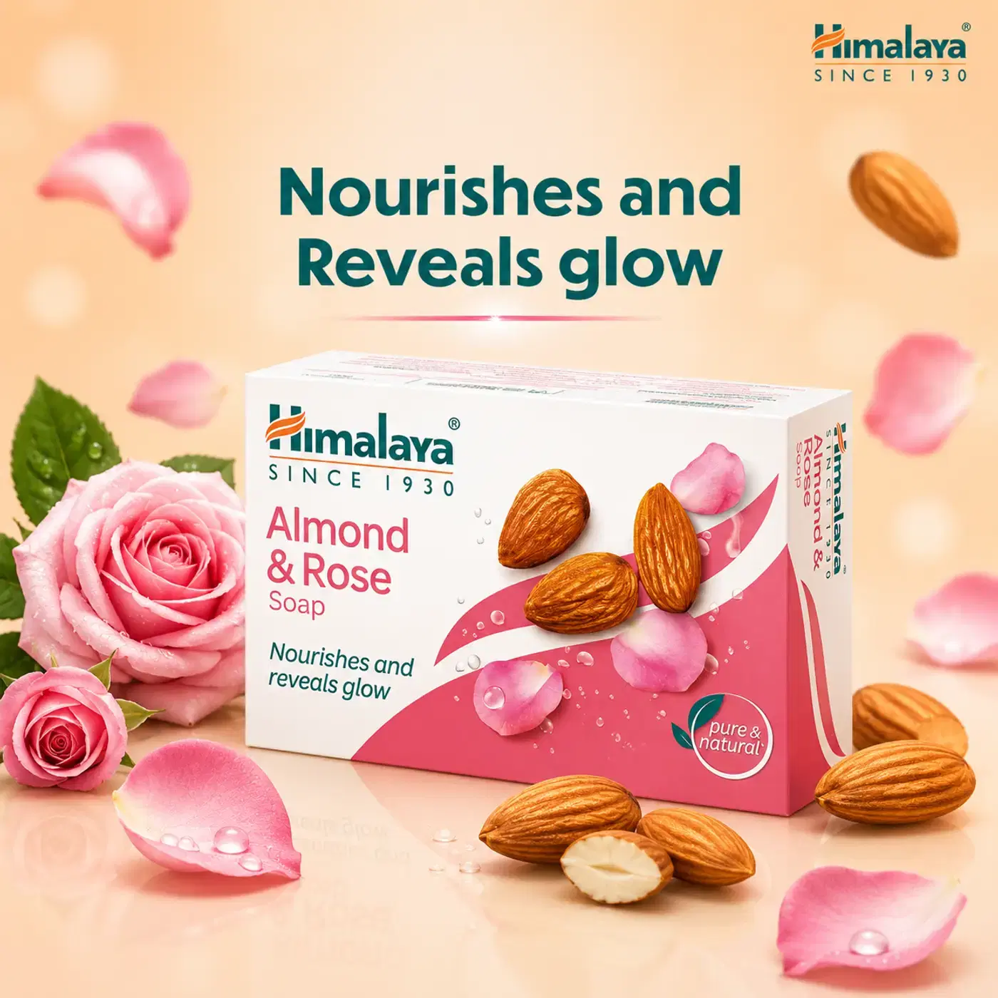 Himalaya Almond & Rose Soap – Nourishes & Brightens Skin | Quikdu 3 हिमालया बादाम और गुलाब साबुन | त्वचा पोषण और निखार के लिए 3