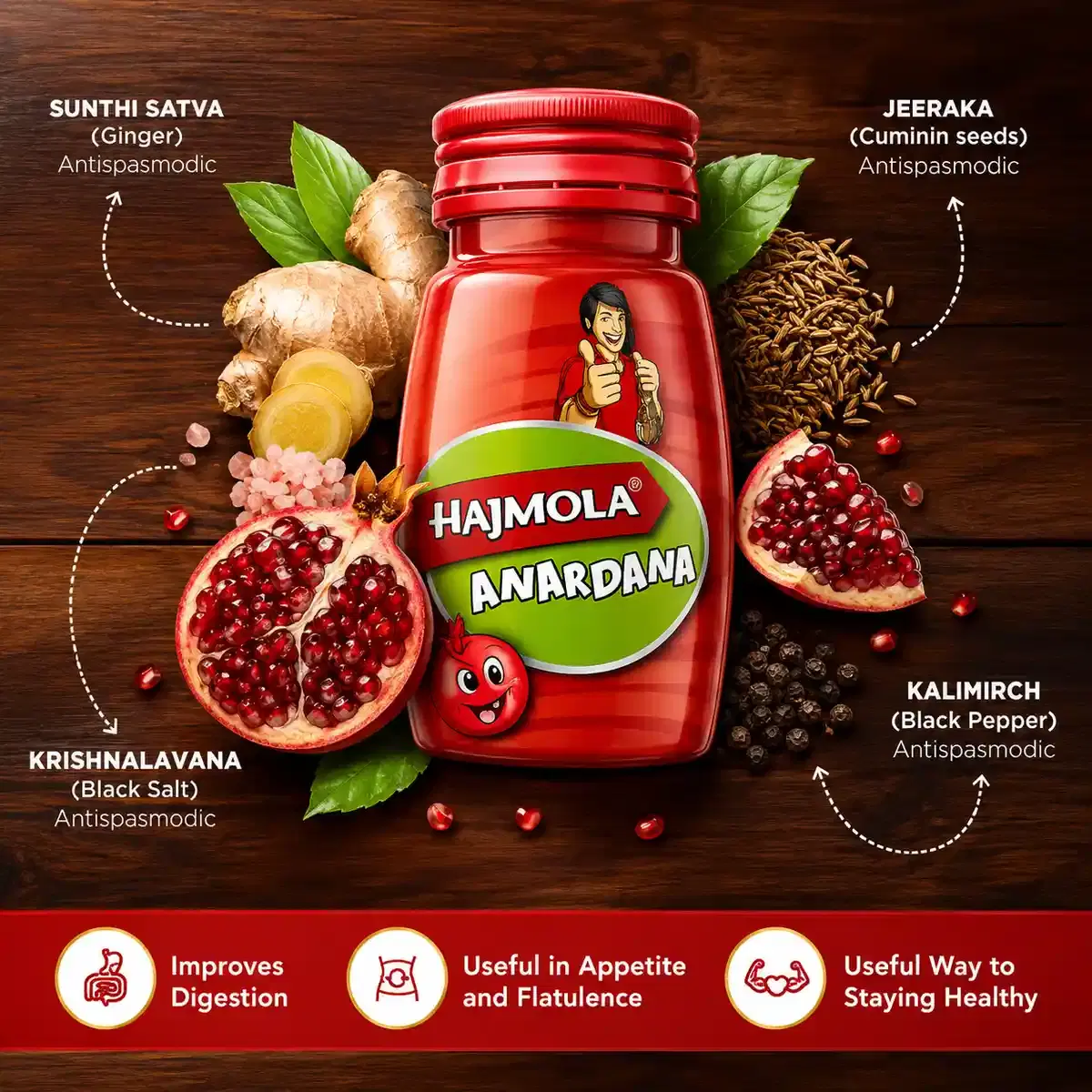 Hajmola Anardana Tablets for Gas & Indigestion 3 Dabur Hajmola Anardana Tablets – Gas & Indigestion Relief for Tasty Digestive Support 3