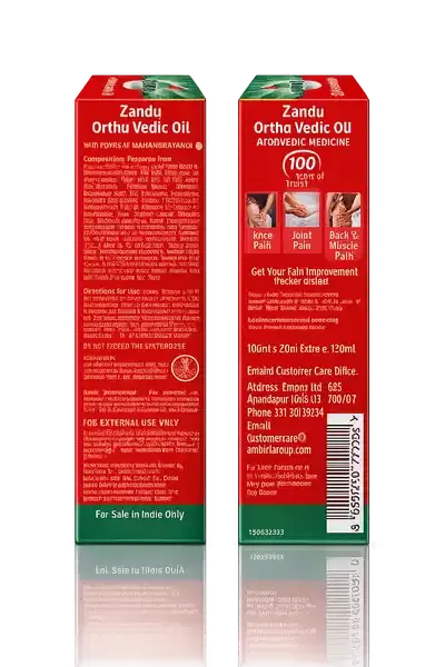 Zandu Ortho Vedic Oil | Fast Joint & Muscle Pain Relief 2 झंडू ऑर्थो वैदिक ऑयल - 120ml | घुटने और जोड़ों के दर्द, मांसपेशियों के दर्द, ऑस्टियोआर्थराइटिस से राहत के लिए आयुर्वेदिक तेल, 7 दिनों में दिखने वाला सुधार 2