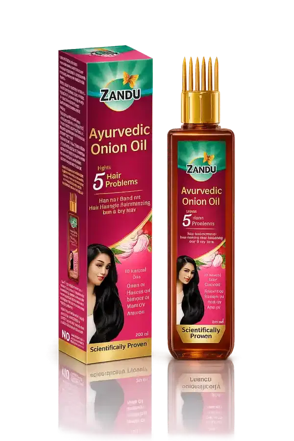 Zandu Ayurvedic Onion Oil | Stronger Hair & Dandruff Control Zandu Ayurvedic Onion Oil (200ml): Power of Onions for Strong & Smooth hair | 9 Herbs & 10 Natural Oils | Helps reduce Hair Thinning & Hair Breakage | Improves Hair Quality | Controls Dandruff