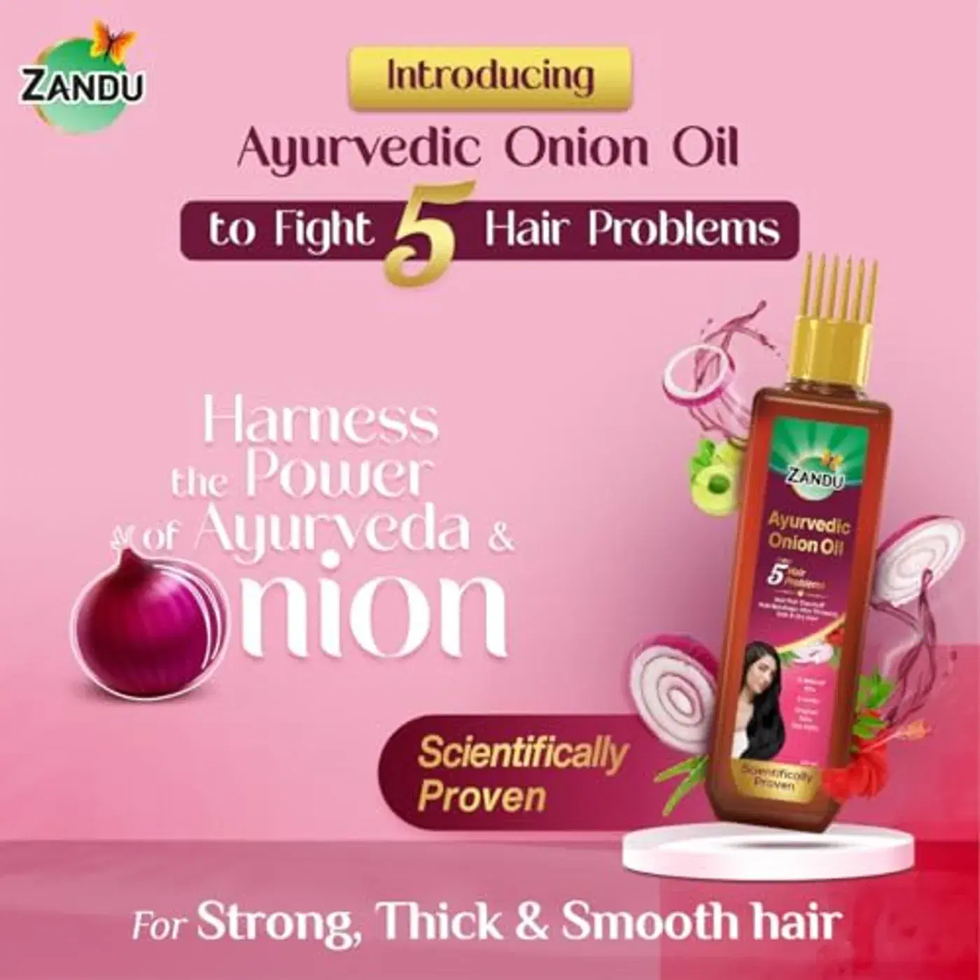 Zandu Ayurvedic Onion Oil | Stronger Hair & Dandruff Control 4 Zandu Ayurvedic Onion Oil (200ml): Power of Onions for Strong & Smooth hair | 9 Herbs & 10 Natural Oils | Helps reduce Hair Thinning & Hair Breakage | Improves Hair Quality | Controls Dandruff 4