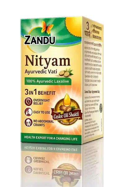 Zandu Nityam Ayurvedic Vati - Overnight Relief for Constipation Zandu Nityam Ayurvedic Vati, Tablets for Relief from Chronic Constipation, Enriched with 7 Ayurvedic Ingredients, Overnight Relief, Non-Habit Forming - 30 Count