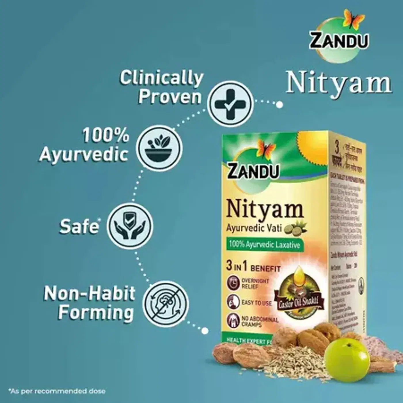 Zandu Nityam Ayurvedic Vati - Overnight Relief for Constipation 2 Zandu Nityam Ayurvedic Vati, Tablets for Relief from Chronic Constipation, Enriched with 7 Ayurvedic Ingredients, Overnight Relief, Non-Habit Forming - 30 Count 2