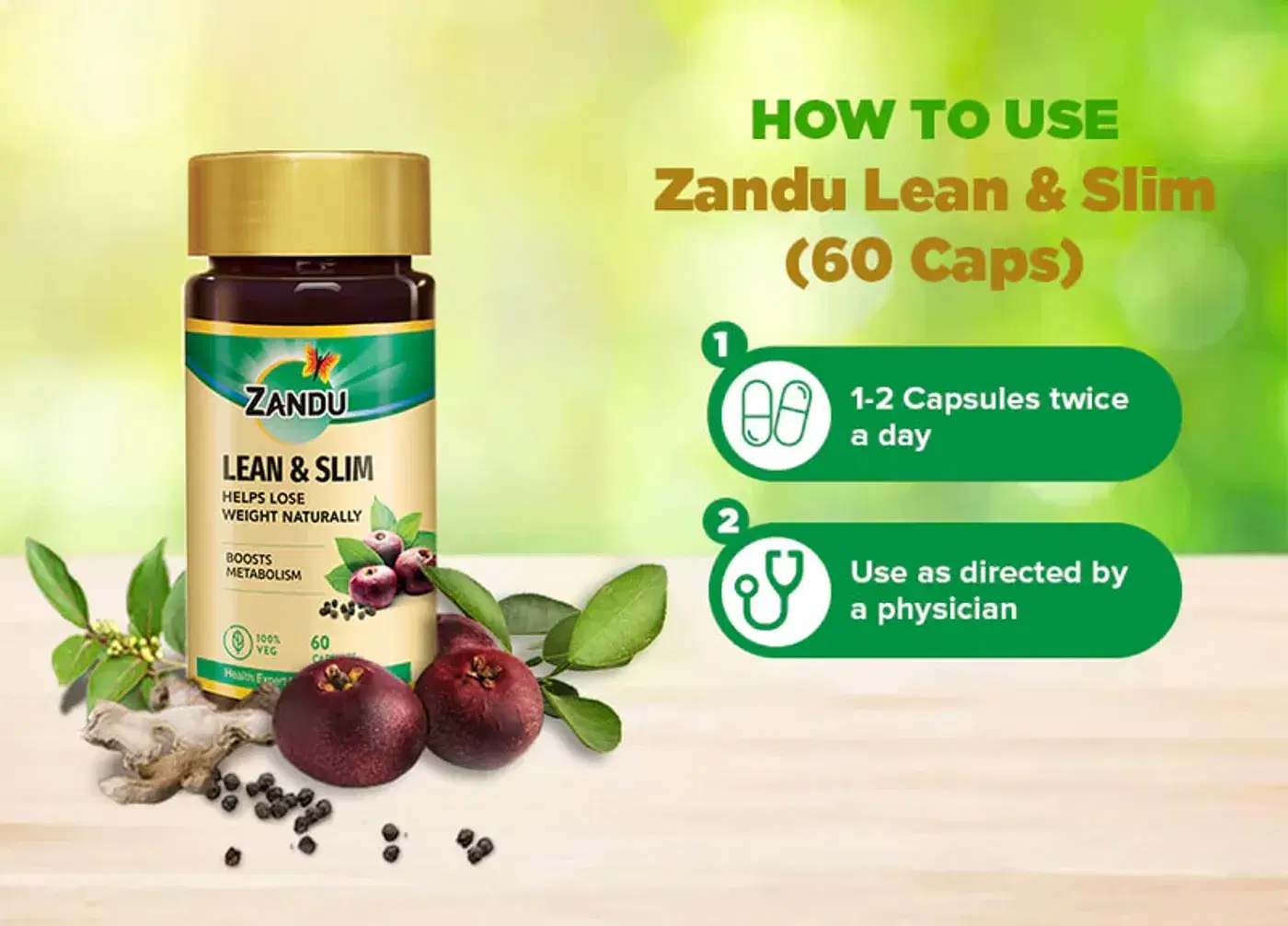 Zandu Lean & Slim Capsules | Boost Metabolism Naturally 5 ஜாண்டு லீன் & ஸ்லிம் கேப்சூல்கள் | மெட்டபாலிசம் மற்றும் எடை மேலாண்மைக்கு ஆதரவு அளிக்கிறது 5