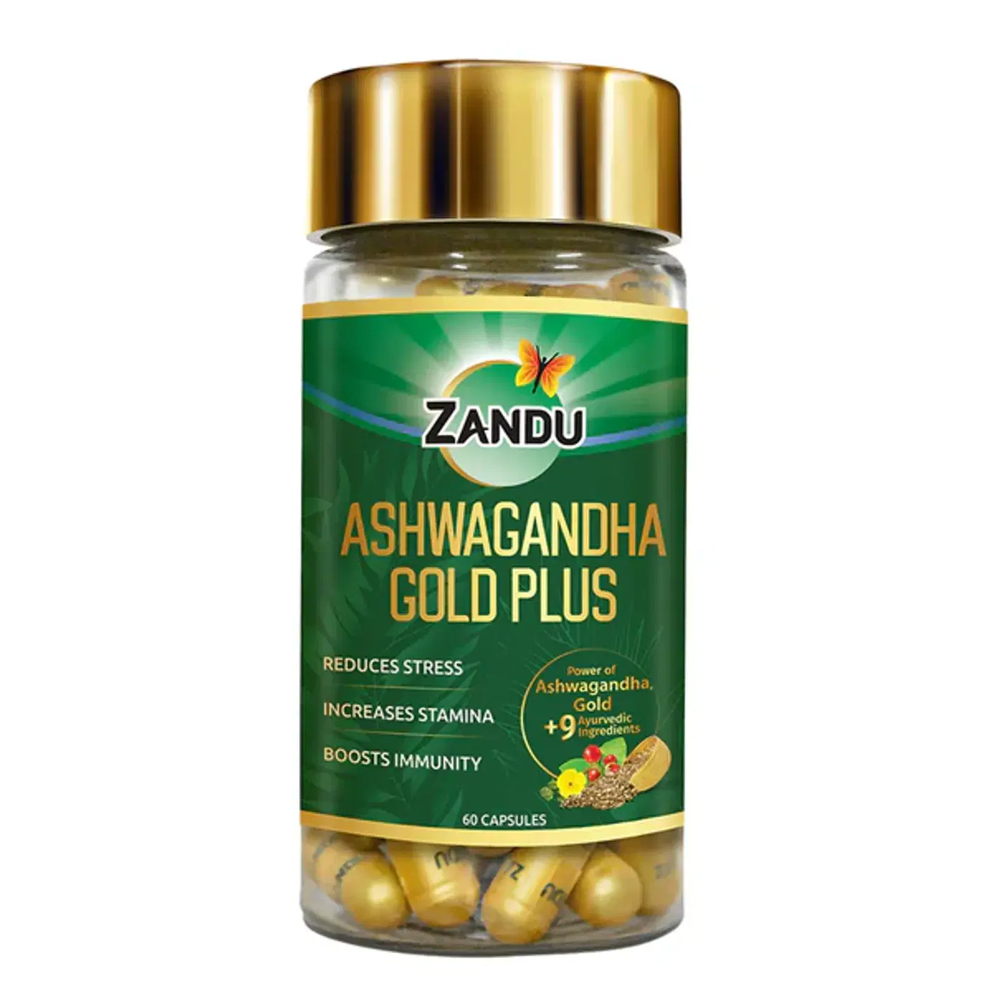 Zandu Ashwagandha Gold Plus Capsules | Manage Stress & Boost Energy Zandu Ashwagandha Gold Plus ক্যাপসুল | স্ট্রেস রিলিফ | ভালো ঘুম ও পেশি পুনরুদ্ধার