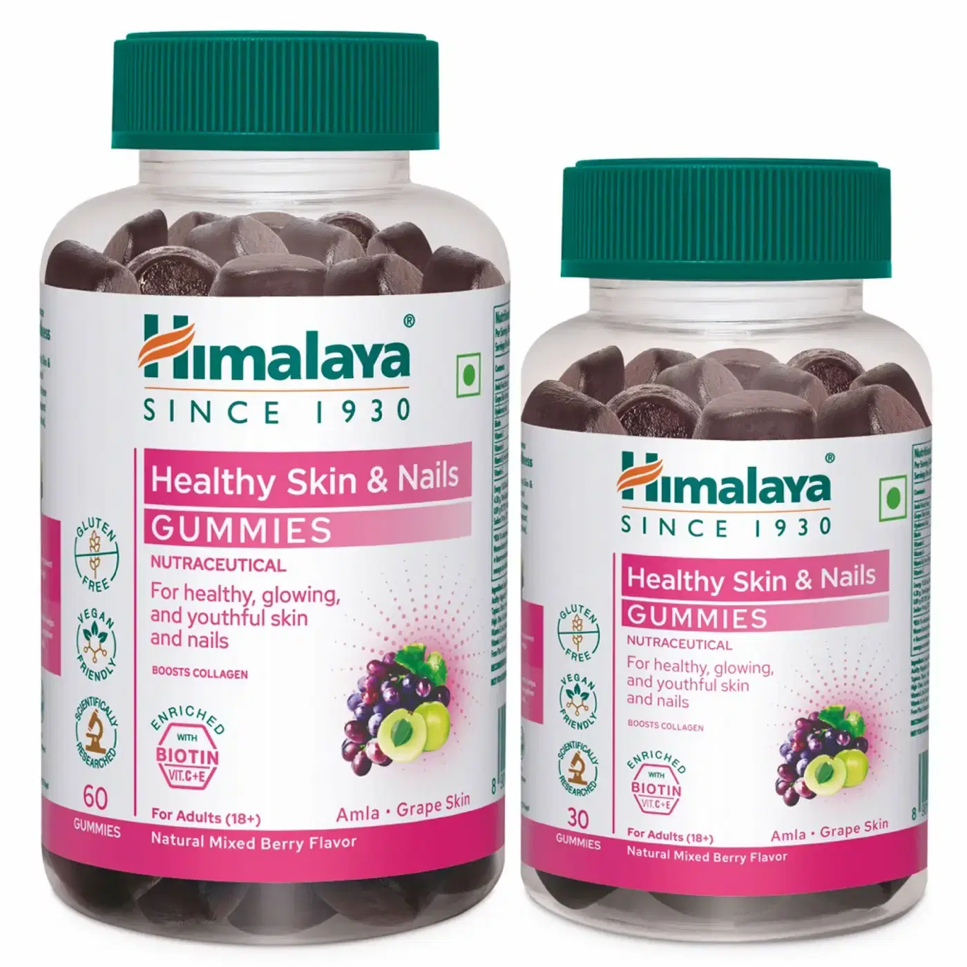 Himalaya Healthy Skin & Nails Gummies 3 हिमालया हेल्दी स्किन & नेल्स गमीज़ — निरोगी, उजळ आणि तरुण दिसणाऱ्या त्वचेसाठी मजबूत नखांसह | नैसर्गिक मिक्स्ड बेरी फ्लेवर | ग्लूटेन फ्री | व्हेगन फ्रेंडली 3