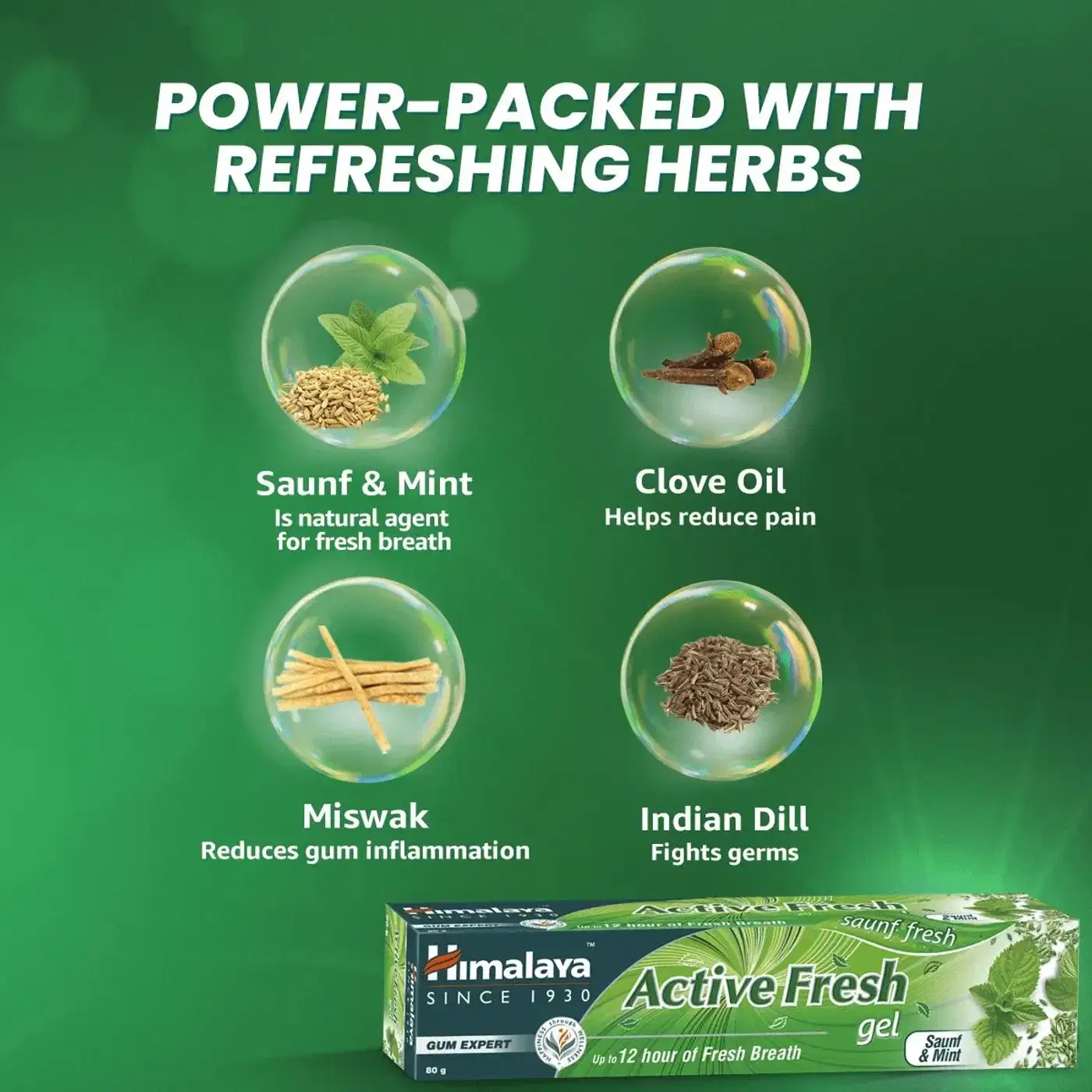 Himalaya Active Fresh Gel Saunf Mint 3 హిమాలయా యాక్టివ్ ఫ్రెష్ జెల్ సౌంఫ్ & మింట్, మింటీ తాజా శ్వాస మరియు రోజువారీ నోటి సంరక్షణ కోసం 3
