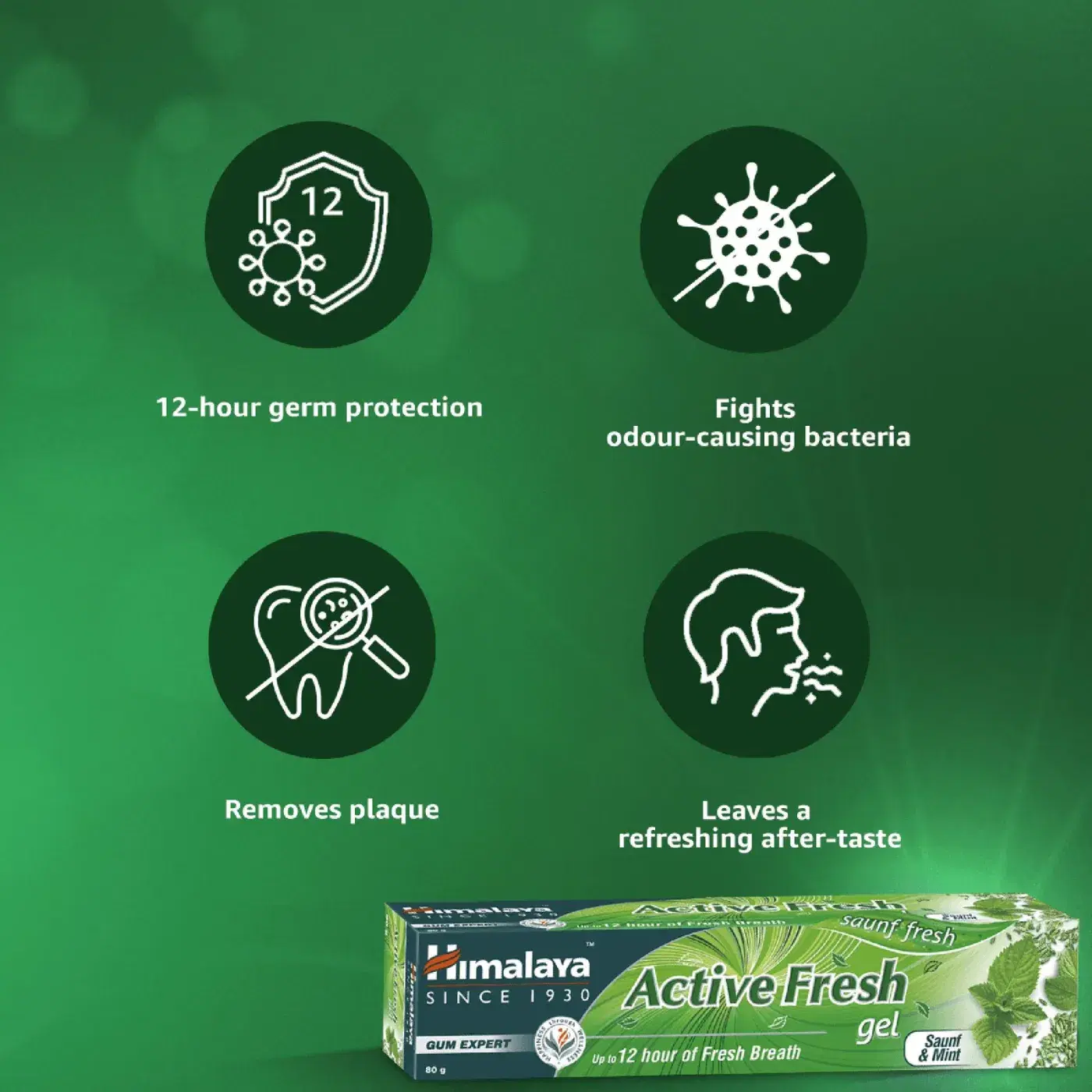 Himalaya Active Fresh Gel Saunf Mint 4 హిమాలయా యాక్టివ్ ఫ్రెష్ జెల్ సౌంఫ్ & మింట్, మింటీ తాజా శ్వాస మరియు రోజువారీ నోటి సంరక్షణ కోసం 4