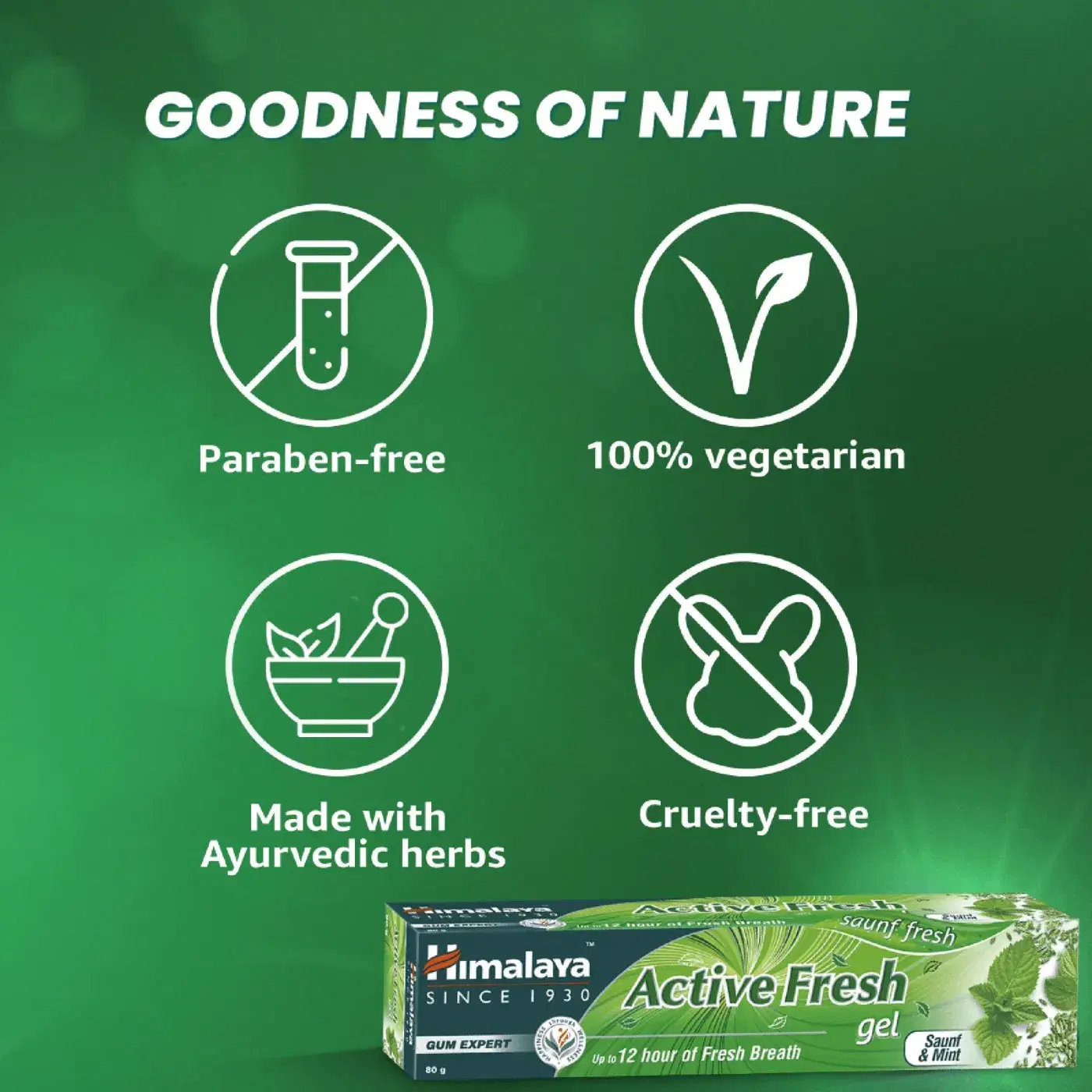 Himalaya Active Fresh Gel Saunf Mint 5 హిమాలయా యాక్టివ్ ఫ్రెష్ జెల్ సౌంఫ్ & మింట్, మింటీ తాజా శ్వాస మరియు రోజువారీ నోటి సంరక్షణ కోసం 5