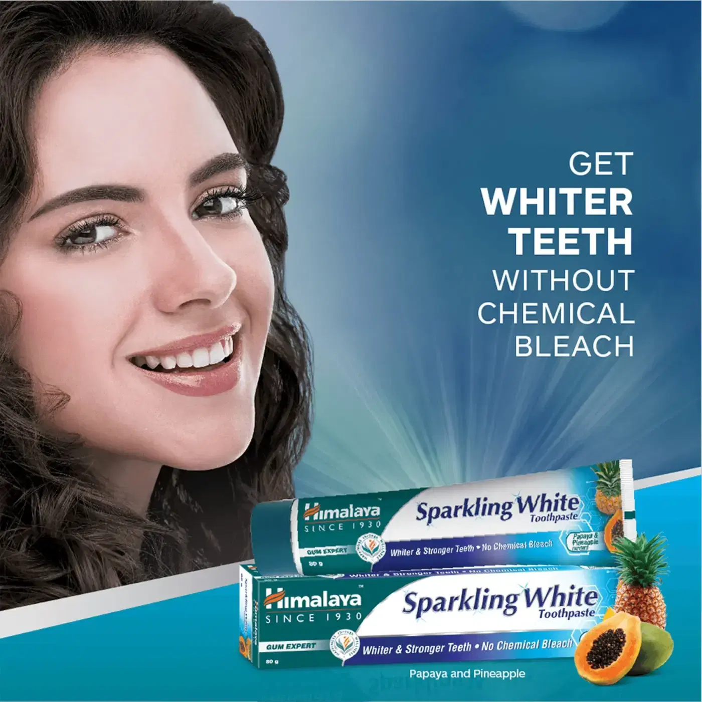 Himalaya Sparkling White Toothpaste 2 হিমালয়া স্পার্কলিং হোয়াইট টুথপেস্ট পেঁপে ও আনারস এনজাইমসহ, দৈনন্দিন সাদা ভাব ও মজবুত দাঁতের জন্য 2