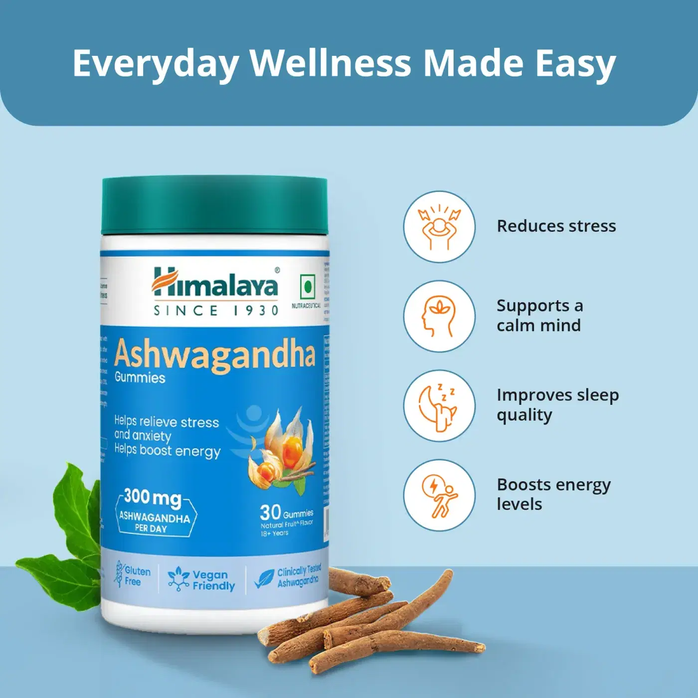 Himalaya Ashwagandha Gummies 300mg 3 హిమాలయ అశ్వగంధ గమ్మీలు - ఒత్తిడి సహాయం, రోజువారీ శక్తి & విశ్రాంతి కోసం | సహజ ఫల రుచి | గ్లూటెన్ ఫ్రీ 3