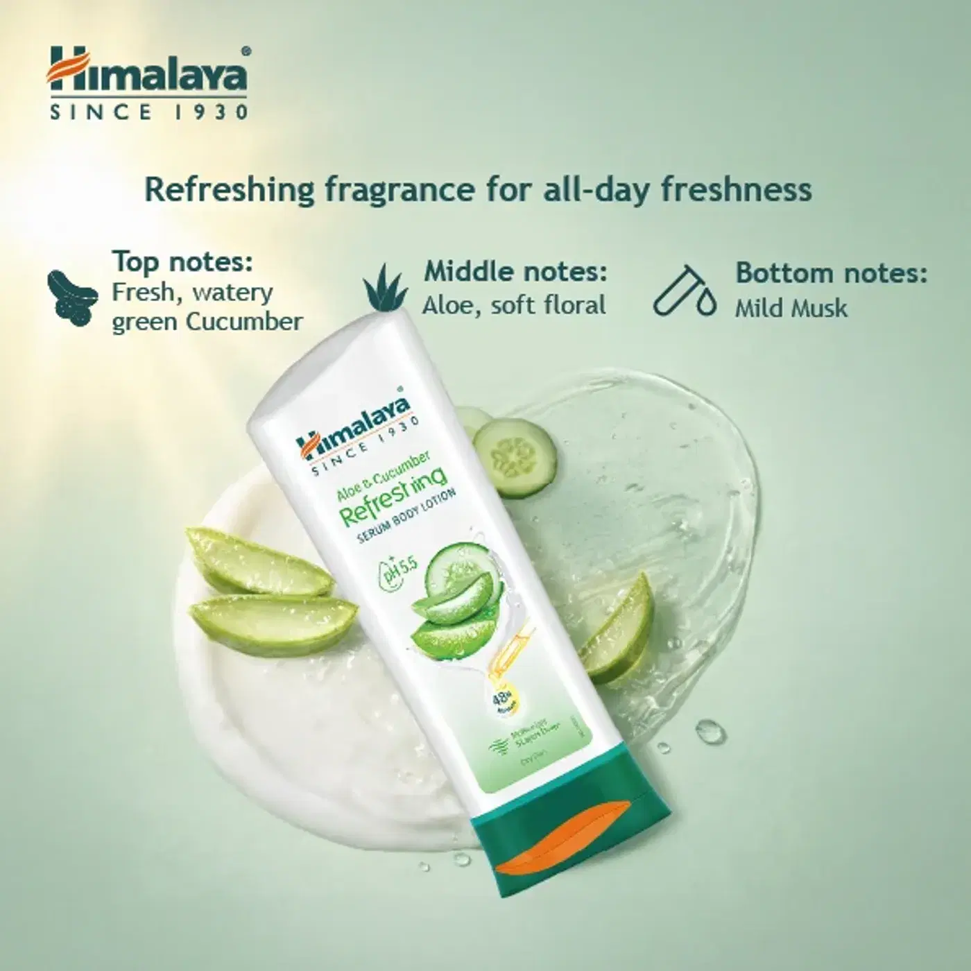 Himalaya Cucumber Refreshing Lotion 6 हिमालया एलो और खीरा रिफ्रेशिंग सीरम बॉडी लोशन, हाइड्रेटेड, मुलायम और ताज़ा त्वचा के लिए 6