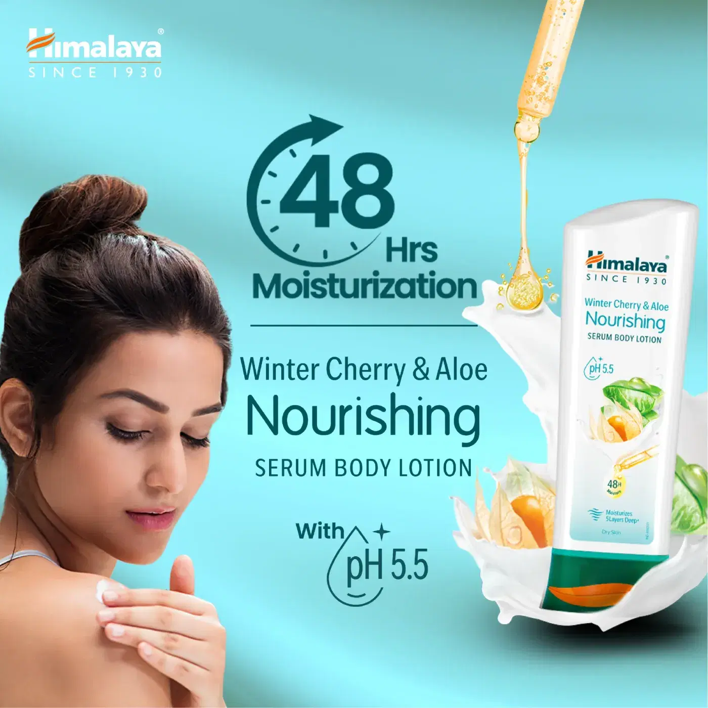 Himalaya Nourishing Body Lotion 400ml 3 Himalaya Winter Cherry & Aloe Nourishing Serum Body Lotion | Deeply Nourishes & Repairs Dry Skin | 48H Long-Lasting Moisturization | pH 5.5 Balanced Formula 3
