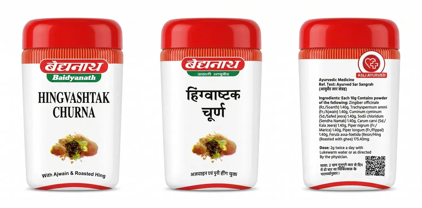 Buy Baidyanath Hingvashtak Churna (60g) | Digestion Relief Baidyanath Hingvashtak Churna (60g) - Ayurvedic Relief for Indigestion, Gas & Bloating