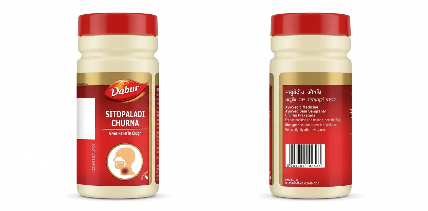 Dabur Sitopaladi Churna (60g) - Relief for Cough | Quikdu Dabur Sitopaladi Churna - Ayurvedic Relief for Cough, Cold & Chest Congestion